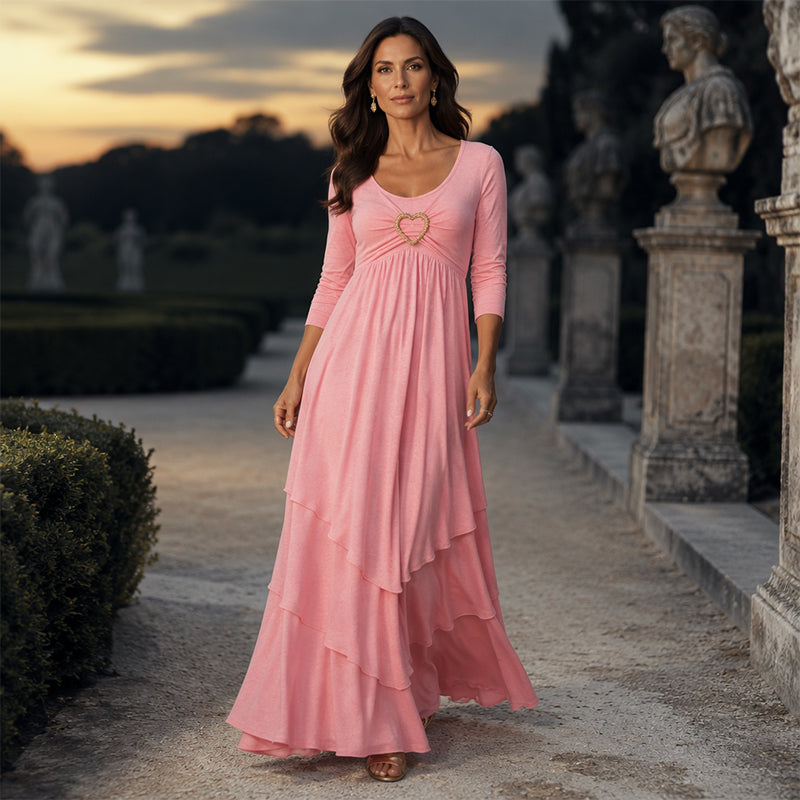 Fidela | Vestido Midi Capas Detalle Corazón