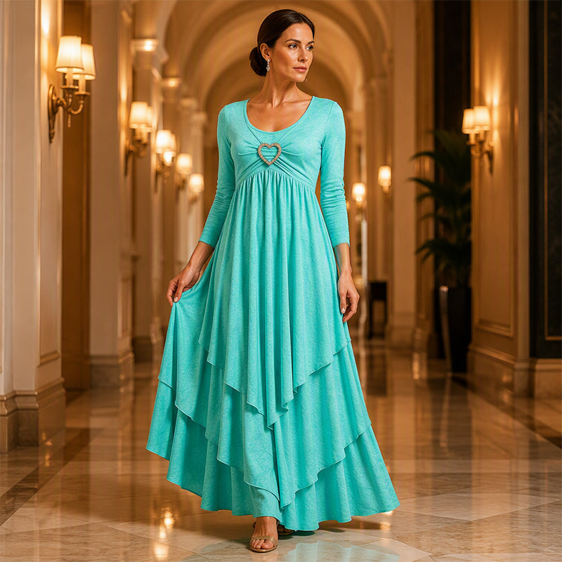 Fidela | Vestido Midi Capas Detalle Corazón