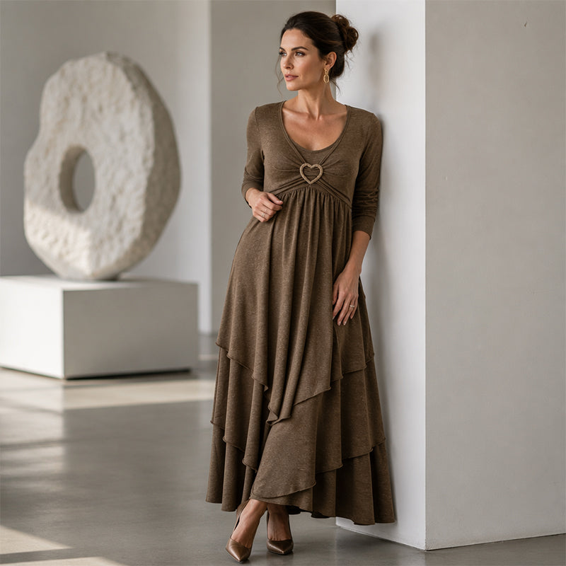 Fidela | Vestido Midi Capas Detalle Corazón