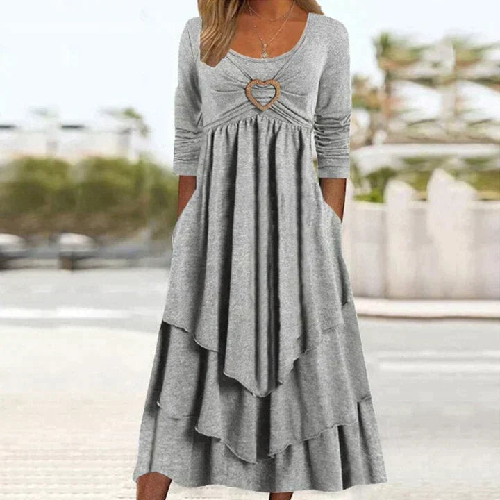 Fidela | Vestido Midi Capas Detalle Corazón