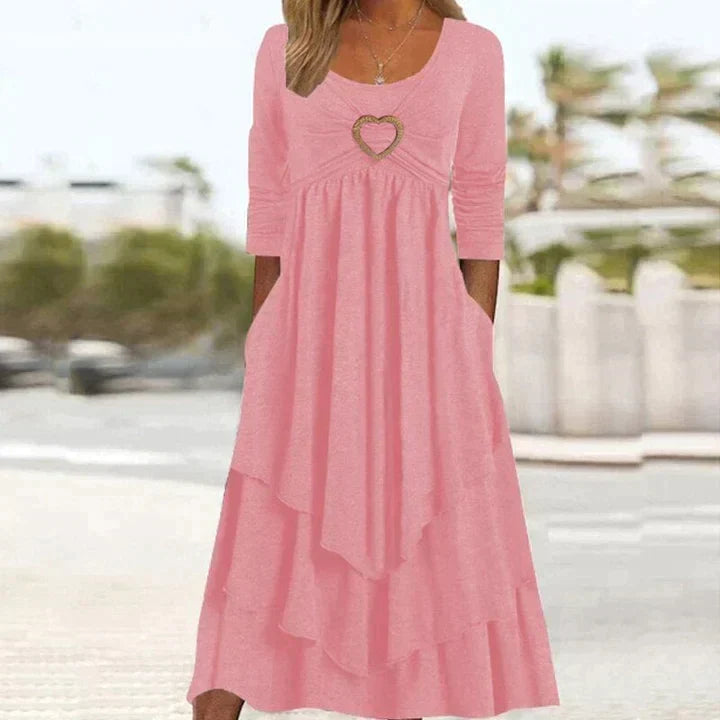 Fidela | Vestido Midi Capas Detalle Corazón