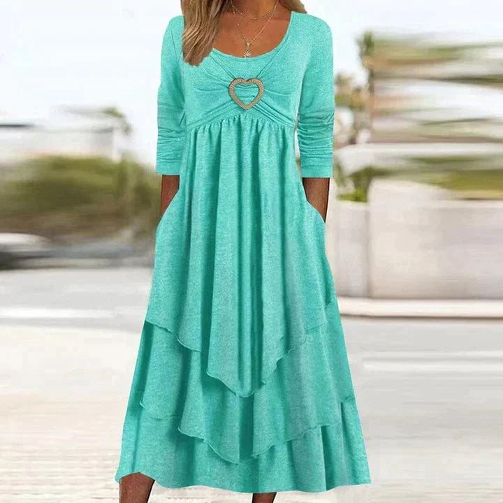 Fidela | Vestido Midi Capas Detalle Corazón