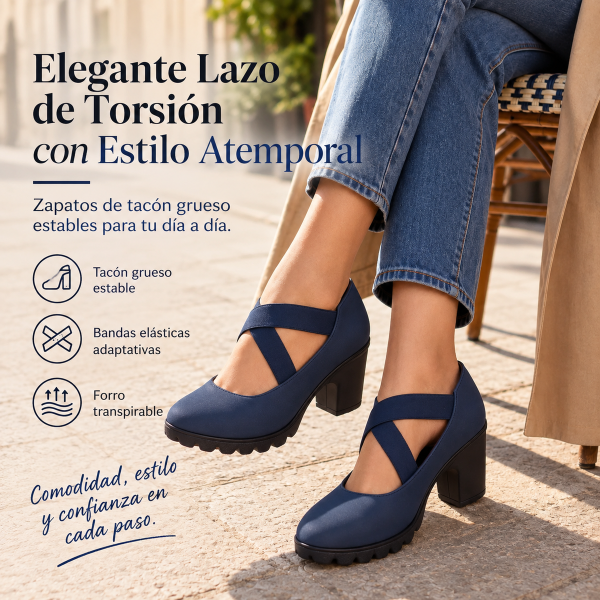 Renata | Zapatos Punta Redonda Tiras Cruzadas