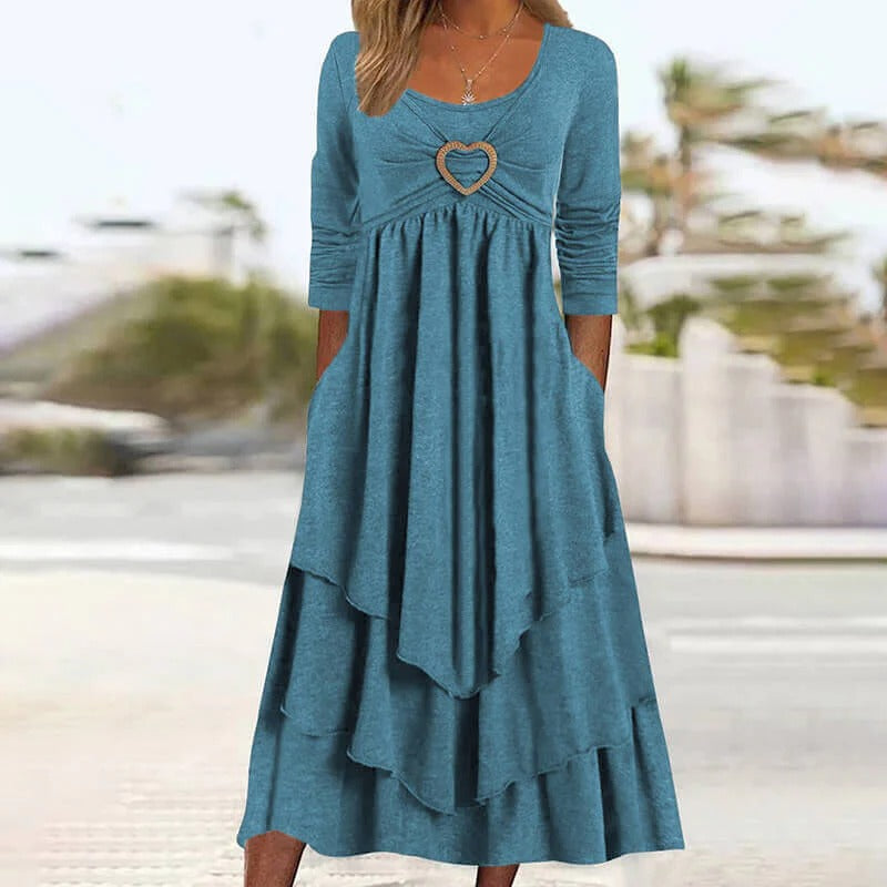 Fidela | Vestido Midi Capas Detalle Corazón