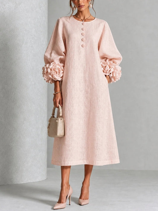 Adeline | Vestido Midi Mangas Flores