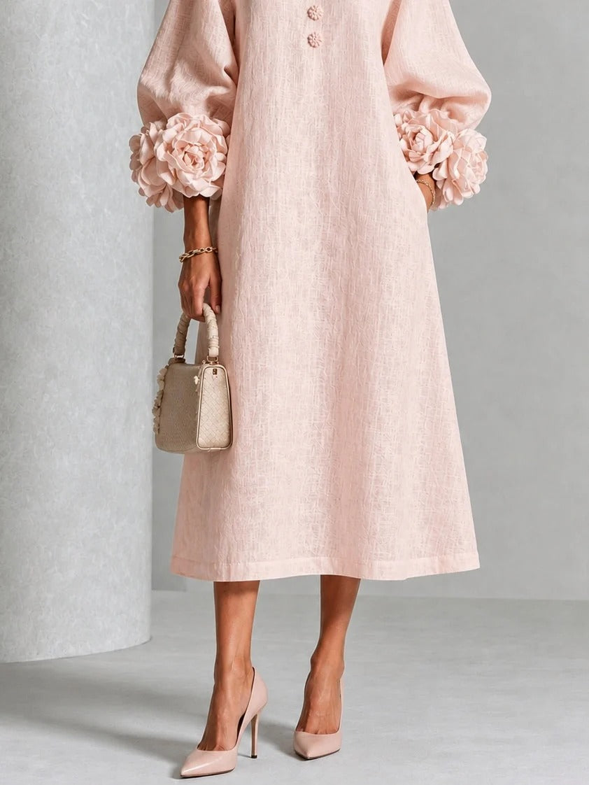 Adeline | Vestido Midi Mangas Flores