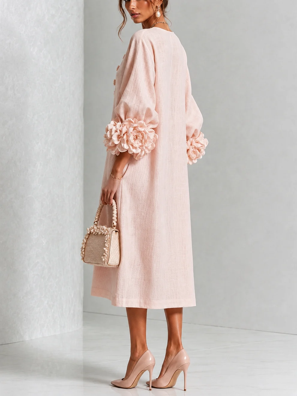 Adeline | Vestido Midi Mangas Flores