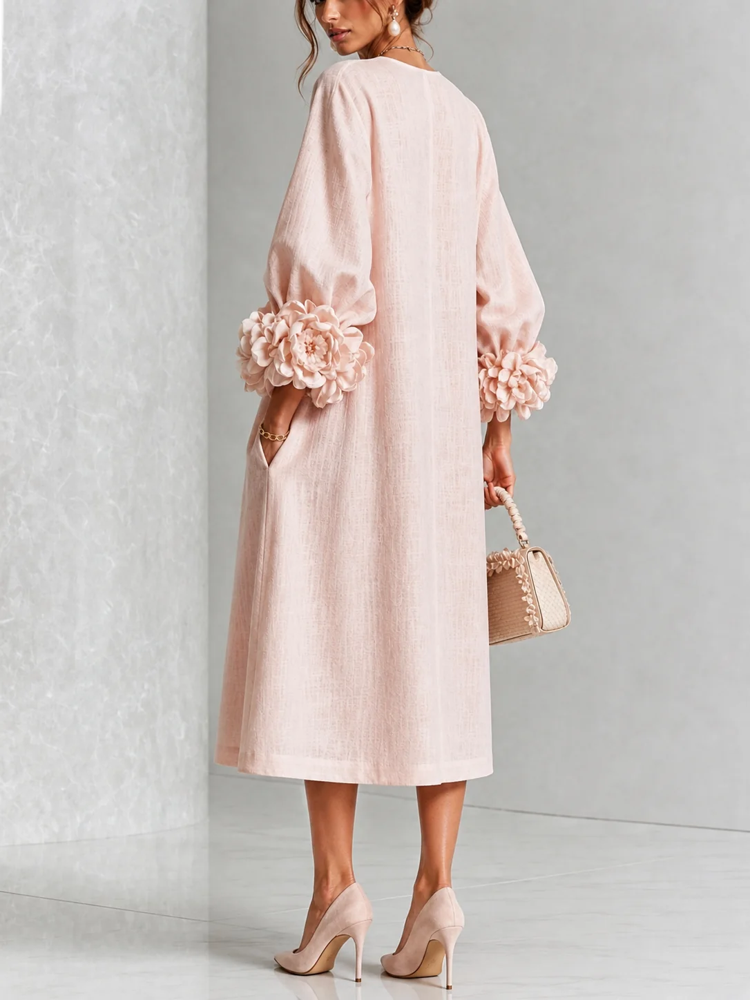 Adeline | Vestido Midi Mangas Flores