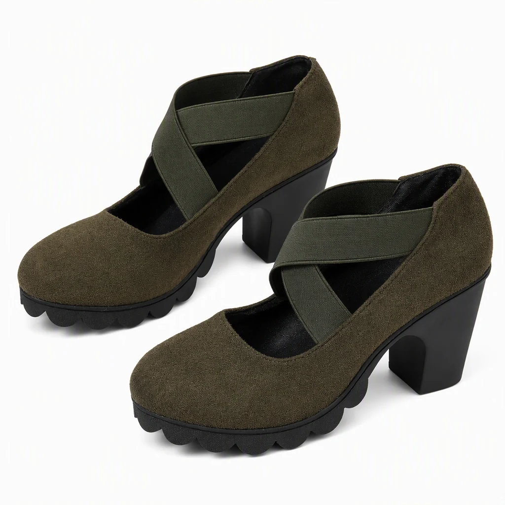 Renata | Zapatos Punta Redonda Tiras Cruzadas