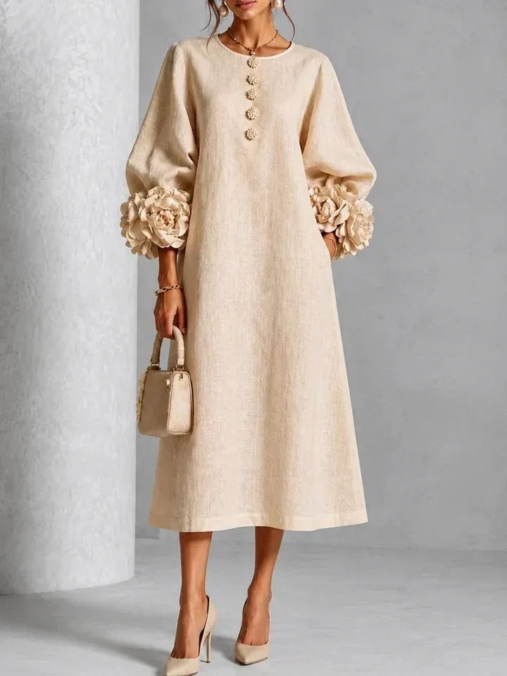Adeline | Vestido Midi Mangas Flores
