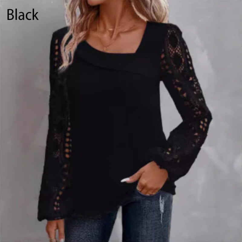 Berenice | Top Manga Larga Encaje Patchwork