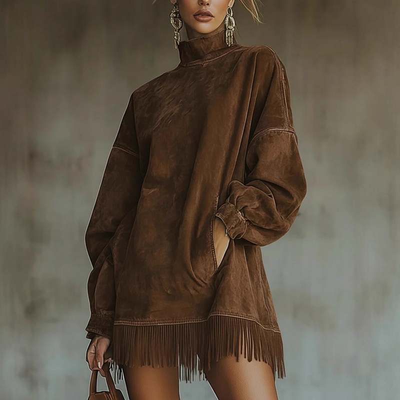 Eva | Vestido Cuello Alto con Flecos