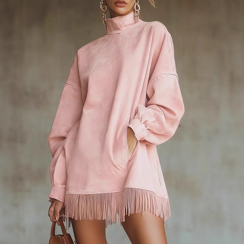Eva | Vestido Cuello Alto con Flecos