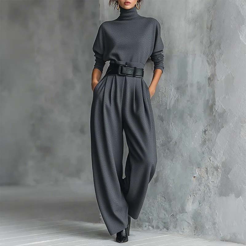 Delia | Conjunto Cuello Alto y Pantalón Tiro Alto