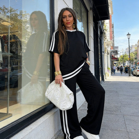 Celia | Conjunto Top de Rayas y Pantalón Ancho