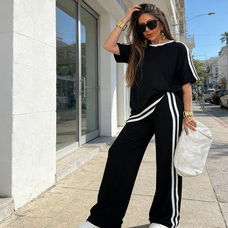 Celia | Conjunto Top de Rayas y Pantalón Ancho