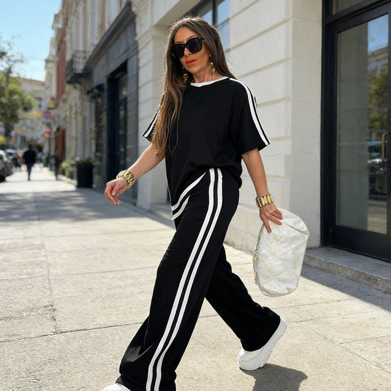 Celia | Conjunto Top de Rayas y Pantalón Ancho