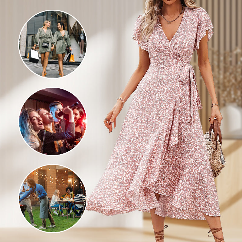 Alicia | Vestido Floral Fluido Escote V