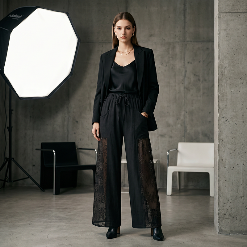 Hortensia | Pantalón de Encaje Holgado
