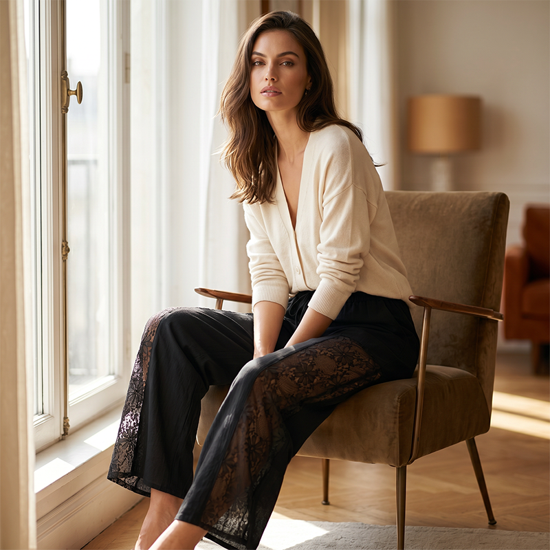 Hortensia | Pantalón de Encaje Holgado