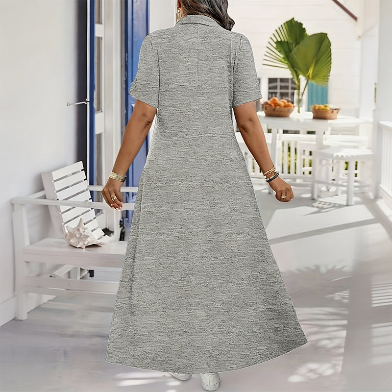 Casilda | Vestido Maxi Liso Cuello Cremallera