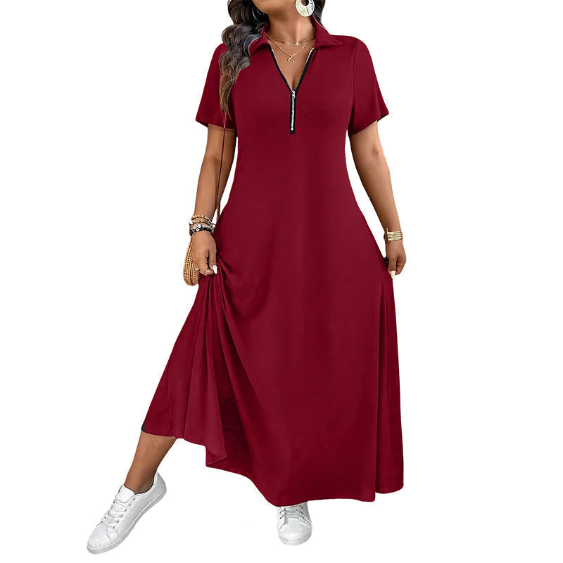 Casilda | Vestido Maxi Liso Cuello Cremallera
