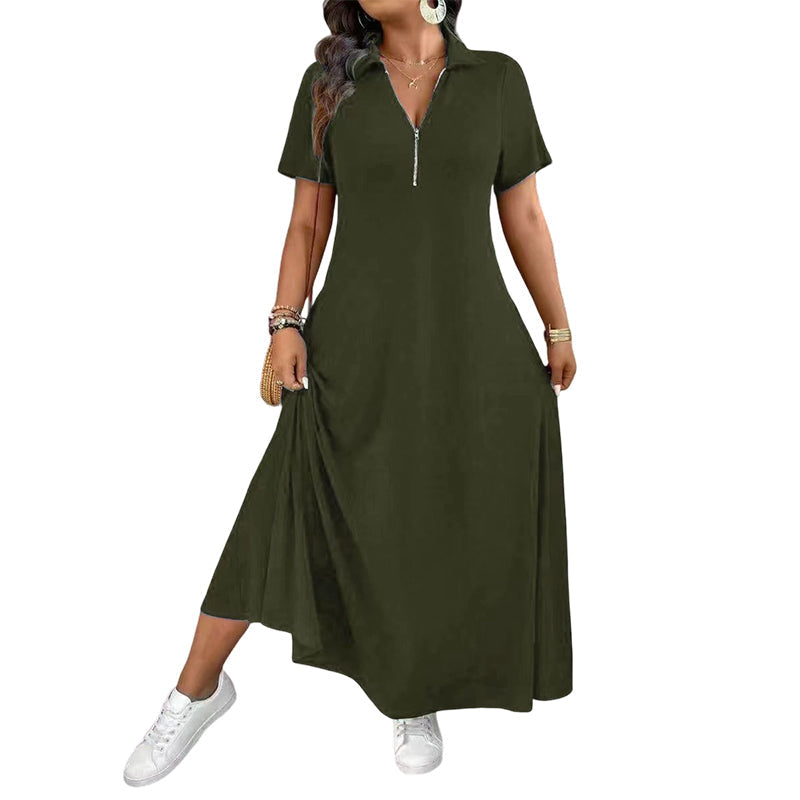 Casilda | Vestido Maxi Liso Cuello Cremallera