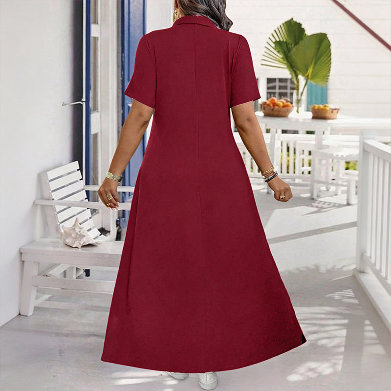 Casilda | Vestido Maxi Liso Cuello Cremallera