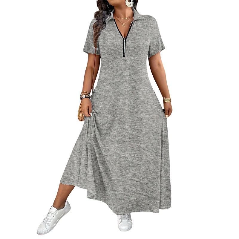 Casilda | Vestido Maxi Liso Cuello Cremallera
