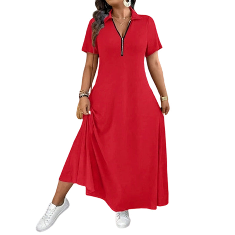 Casilda | Vestido Maxi Liso Cuello Cremallera