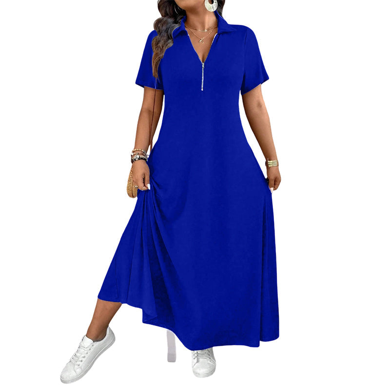 Casilda | Vestido Maxi Liso Cuello Cremallera