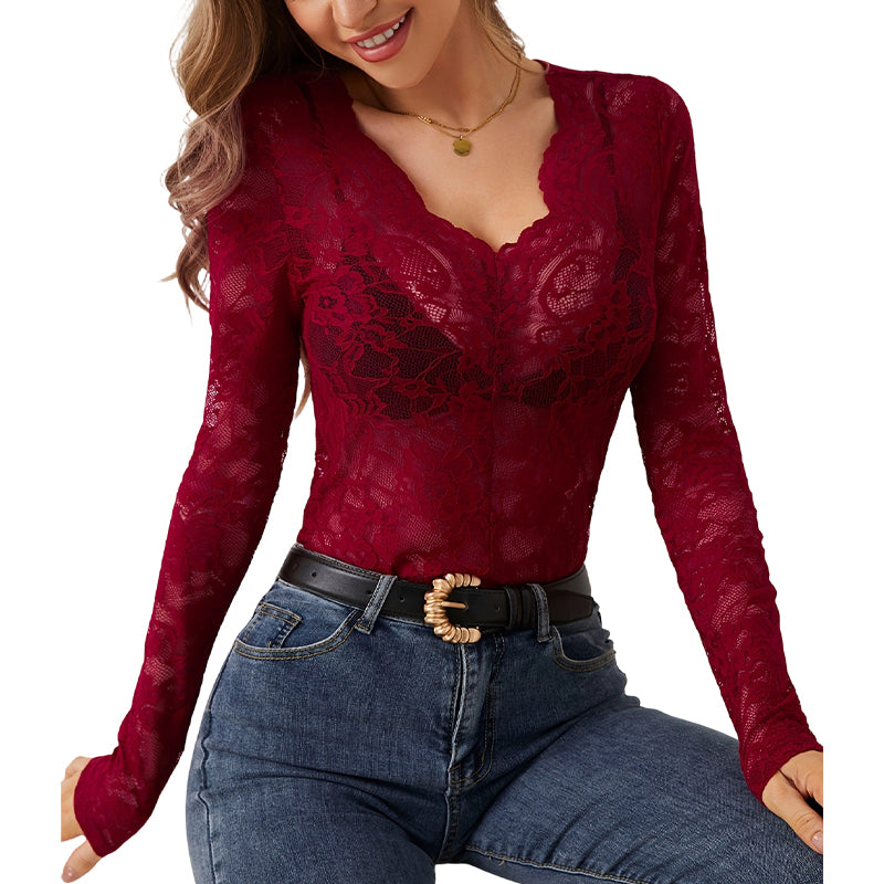 Amelia | Top de Encaje Floral Escote V