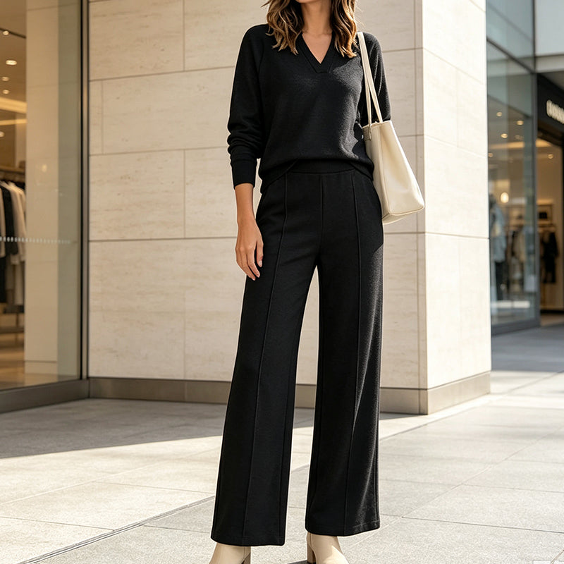 Cristina | Conjunto Top Escote V y Pantalón Ancho