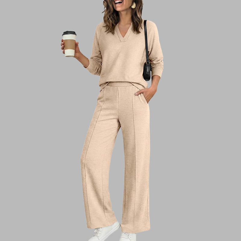 Cristina | Conjunto Top Escote V y Pantalón Ancho