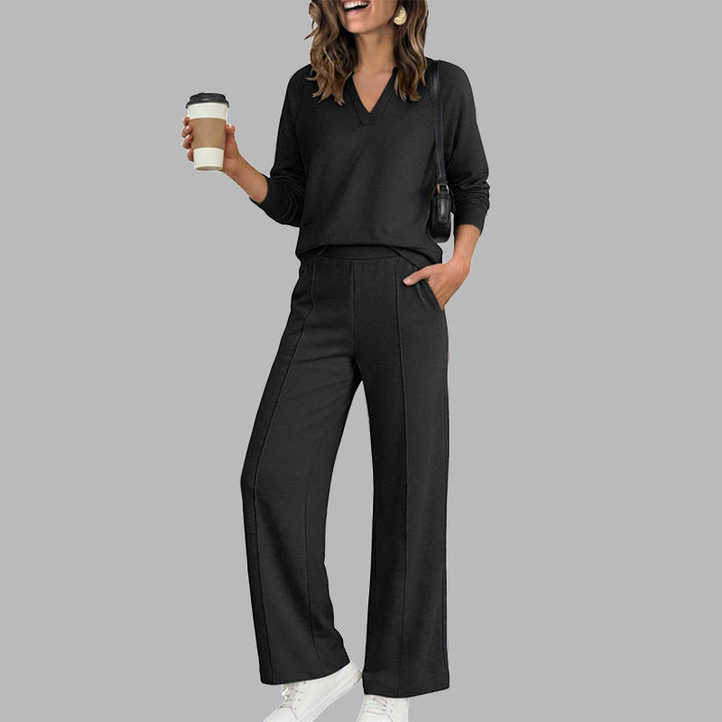 Cristina | Conjunto Top Escote V y Pantalón Ancho