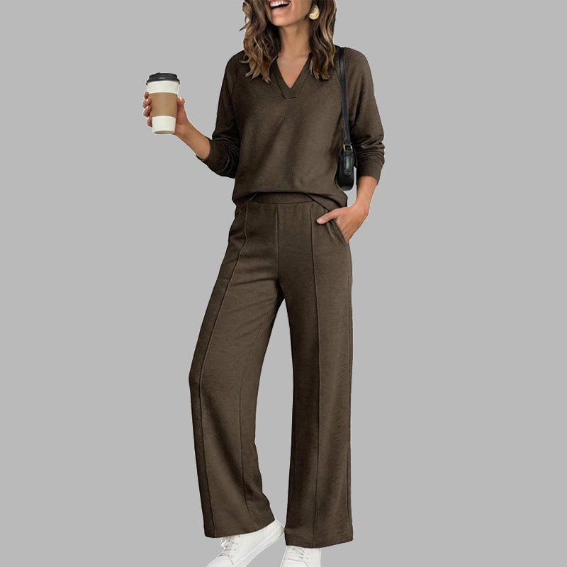 Cristina | Conjunto Top Escote V y Pantalón Ancho