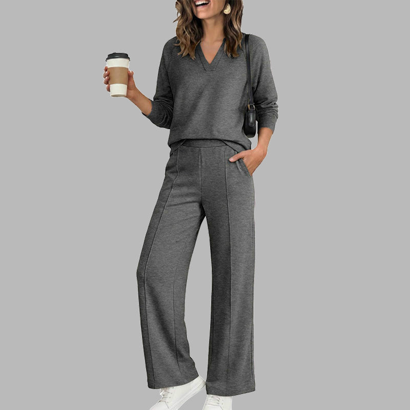 Cristina | Conjunto Top Escote V y Pantalón Ancho