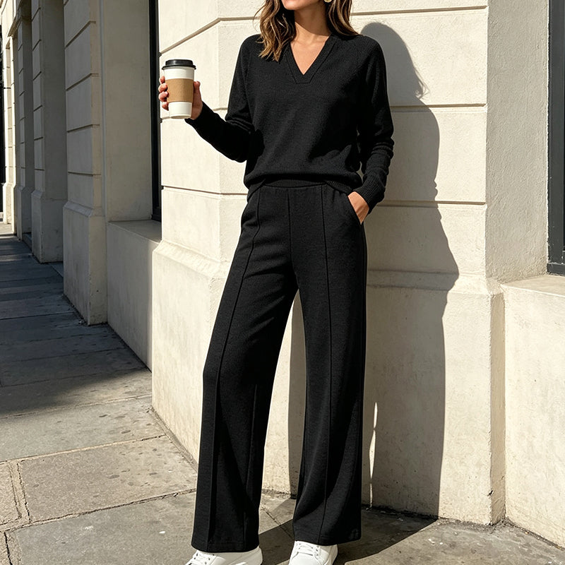 Petra | Conjunto Top Escote V y Pantalón Ancho