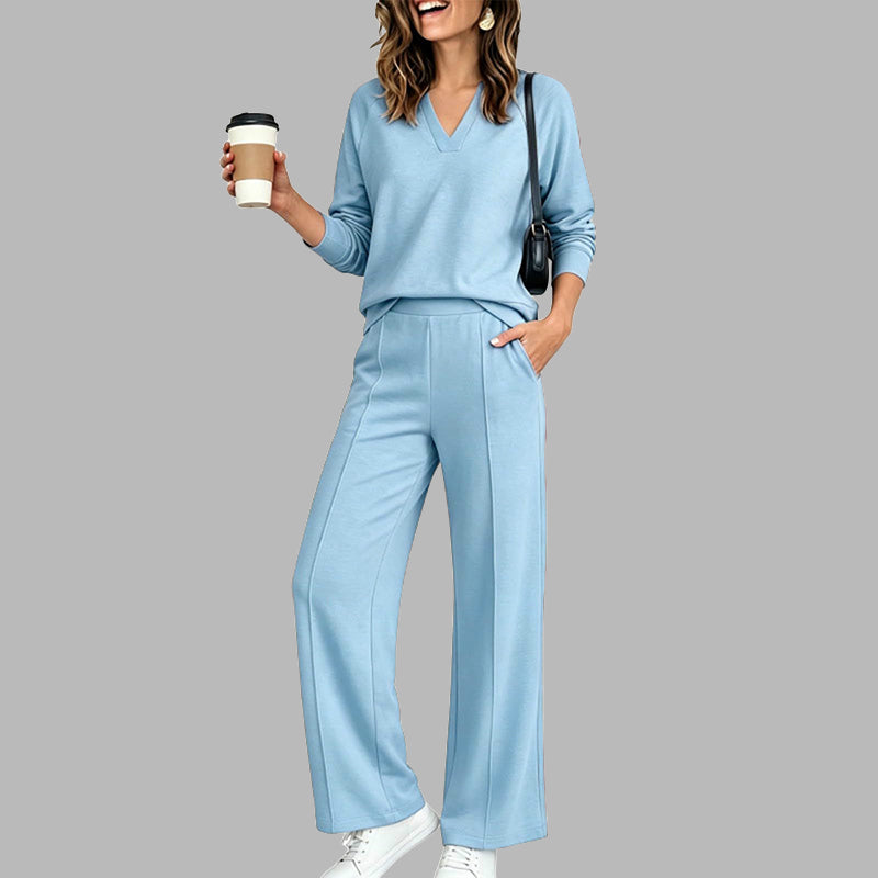 Petra | Conjunto Top Escote V y Pantalón Ancho