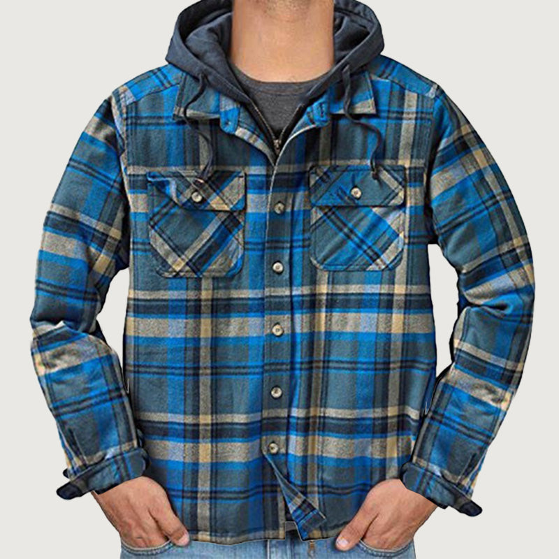 Nazario | Chaqueta Acolchada de Cuadros con Capucha