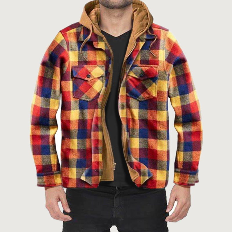 Nazario | Chaqueta Acolchada de Cuadros con Capucha