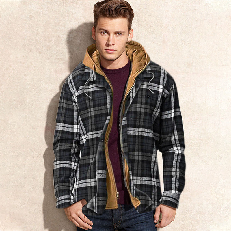 Nazario | Chaqueta Acolchada de Cuadros con Capucha