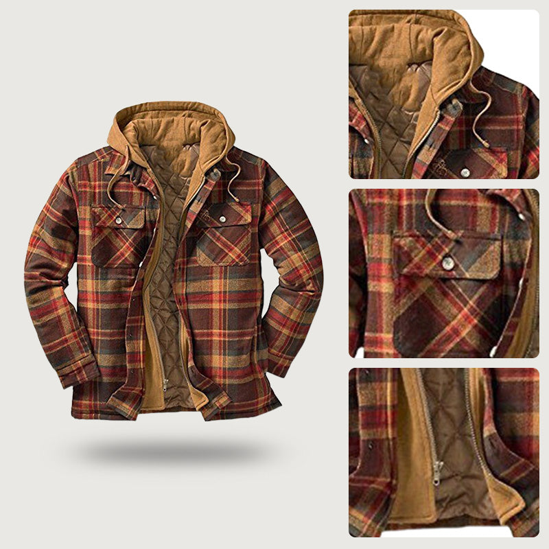 Nazario | Chaqueta Acolchada de Cuadros con Capucha