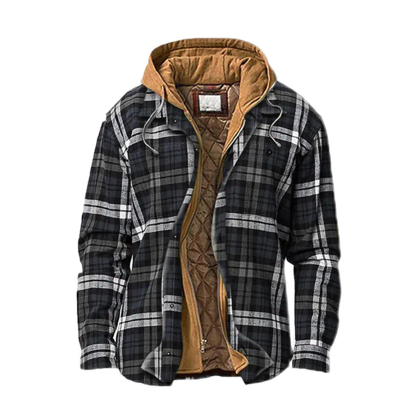 Nazario | Chaqueta Acolchada de Cuadros con Capucha