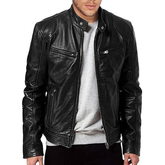 Diego | Chaqueta de Piel Sintética Cuello Alto