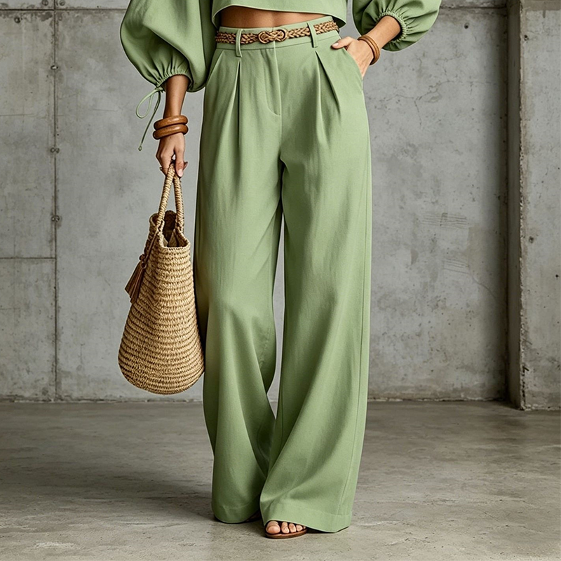 Karina | Conjunto Crop Top y Pantalón Ancho