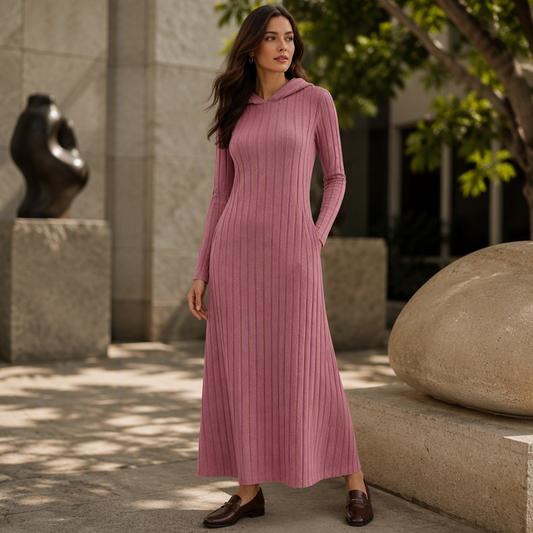 Noelia | Vestido Capucha Punto Acanalado