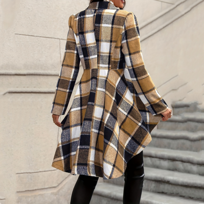 Regina | Abrigo Peplum de Cuadros