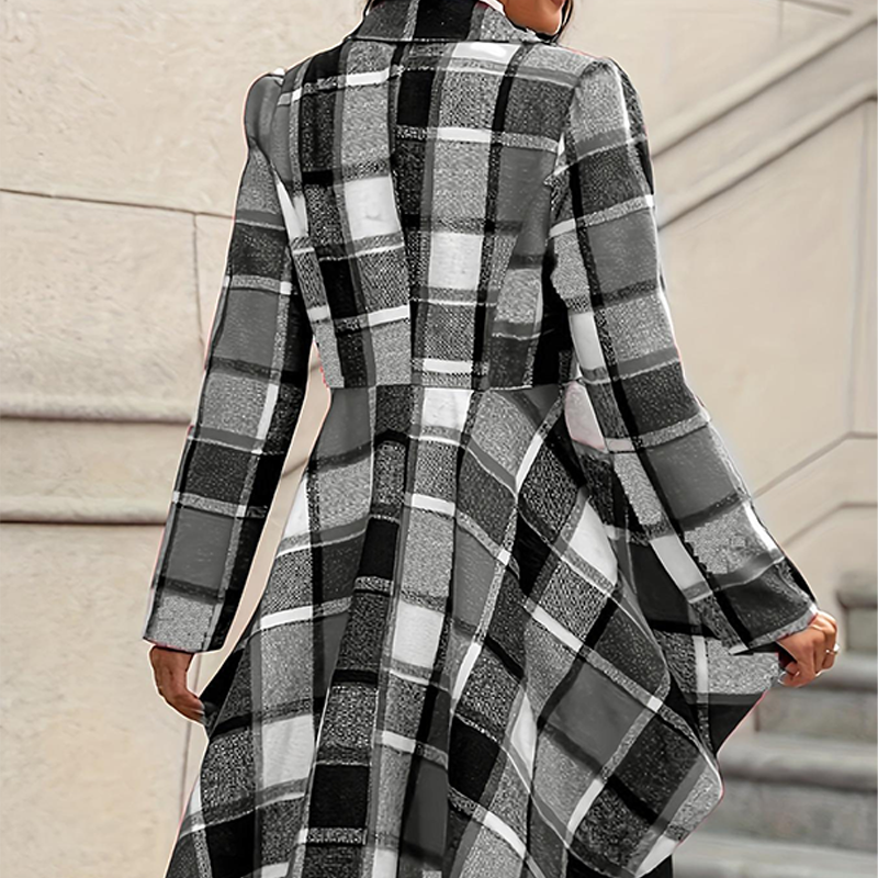 Regina | Abrigo Peplum de Cuadros