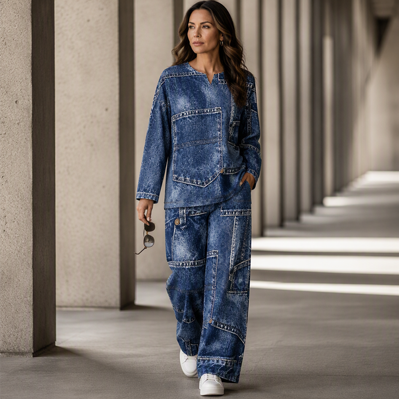 Fabiola | Conjunto Top Manga Larga y Pantalón